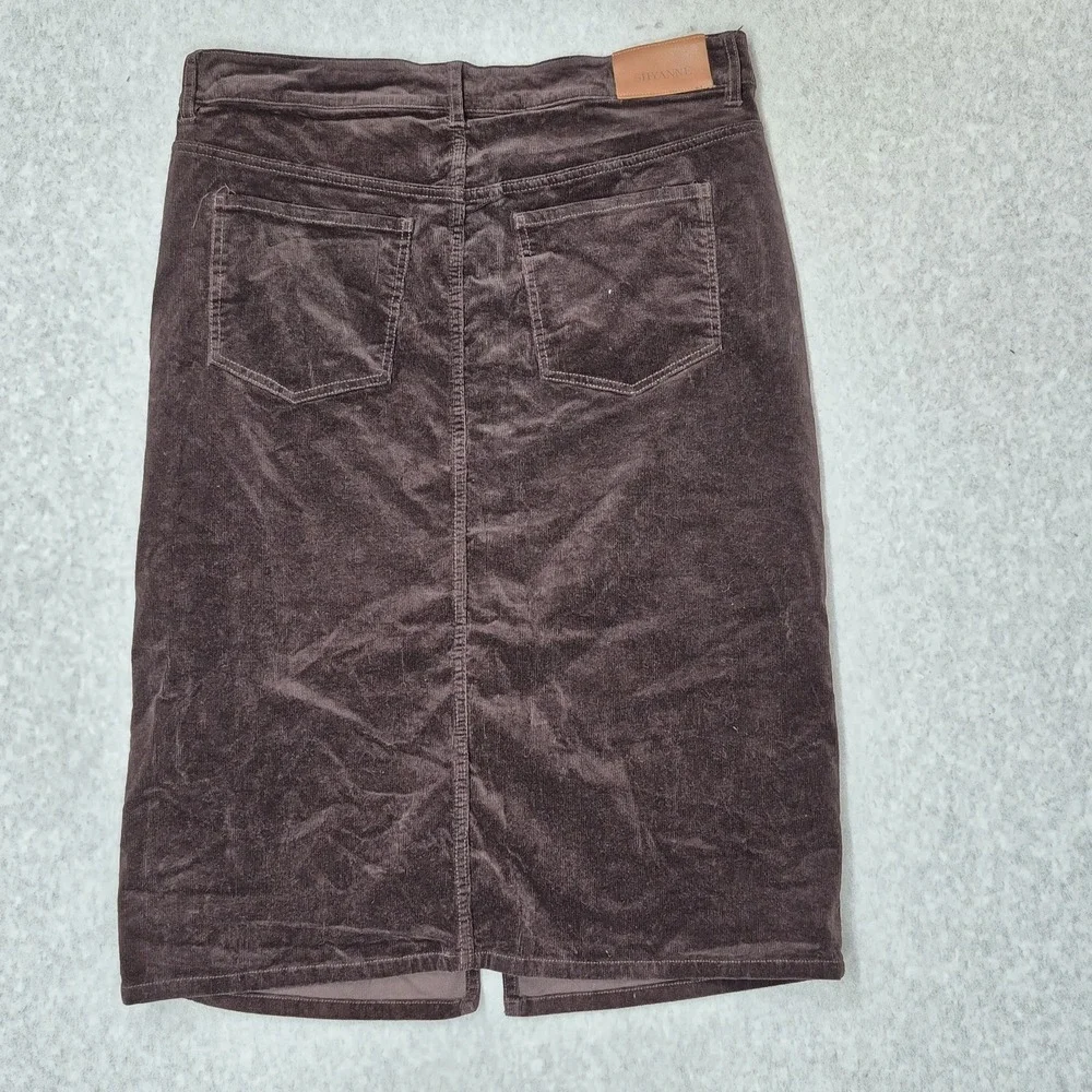 Skayne Women Skirt 33 Brown Corduroy Button Pencil & Straight